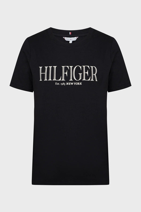 Tommy Hilfiger T-shirt mm T-shirt Donna con scritta a contrasto Nero - Francavilla Moda